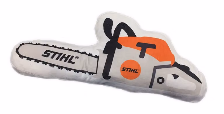 Cuscino Stihl a forma di motosega Cuscino in peluche di circa 50 cm