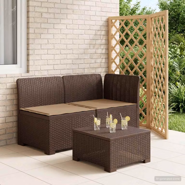 vidaXL Divano da Giardino a 2 Posti con Cuscini in Effetto Rattan, Colore Marrone e Beige