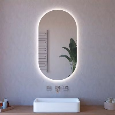 Specchio ovale con illuminazione LED perimetrale nero L: 62 cm, H: 110 cm – 1