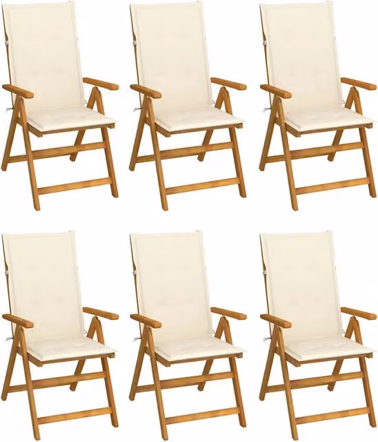 Sedie Pieghevoli 6 pz con Cuscini Massello Acacia 3064121