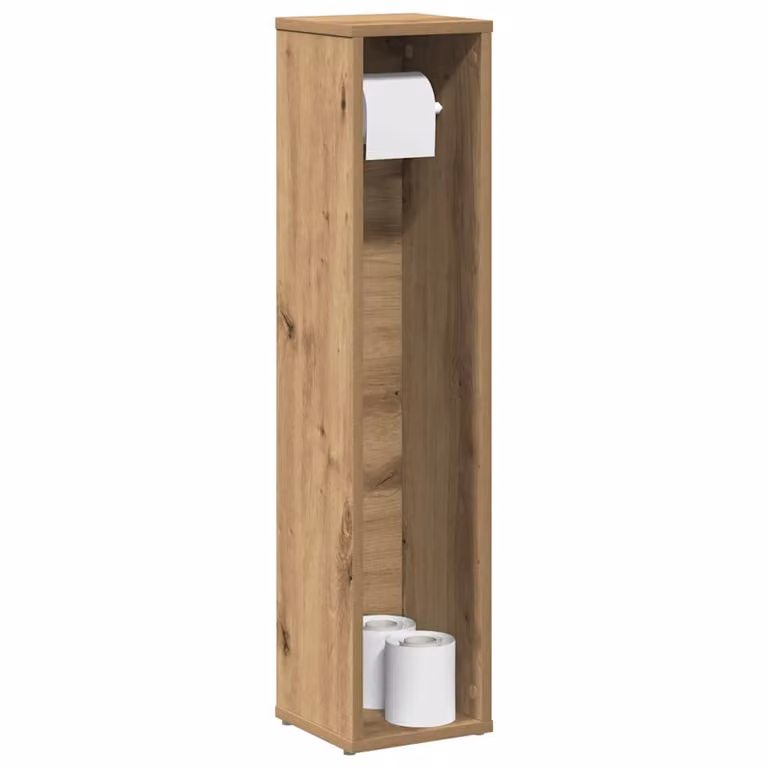 Mobiletto da bagno sospeso vidaXL in legno con portarotolo finitura rovere artigianale marrone opaco