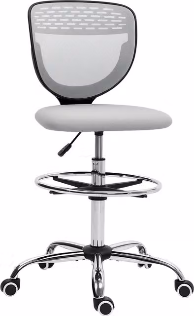 Sedia da ufficio ergonomica in rete con poggiapiedi regolabile Aosom Grigio L/P/H: 59 x 59 x 106-126 cm