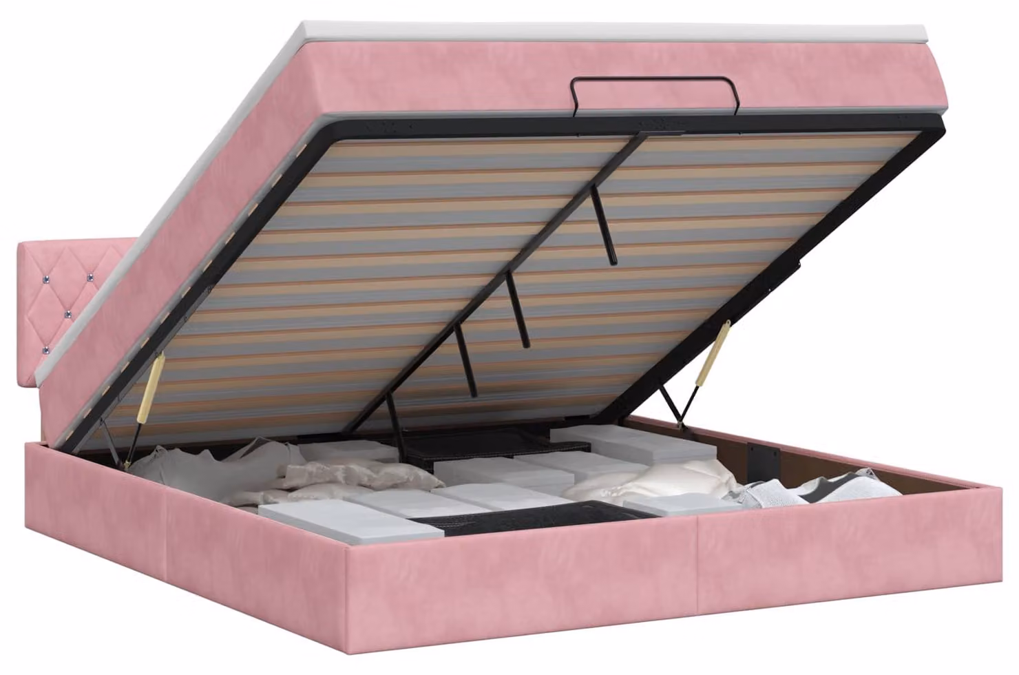 Divano poltrona ottomano con materasso e poggiatesta, colore rosa, 140 x 200 cm, rivestito in velluto