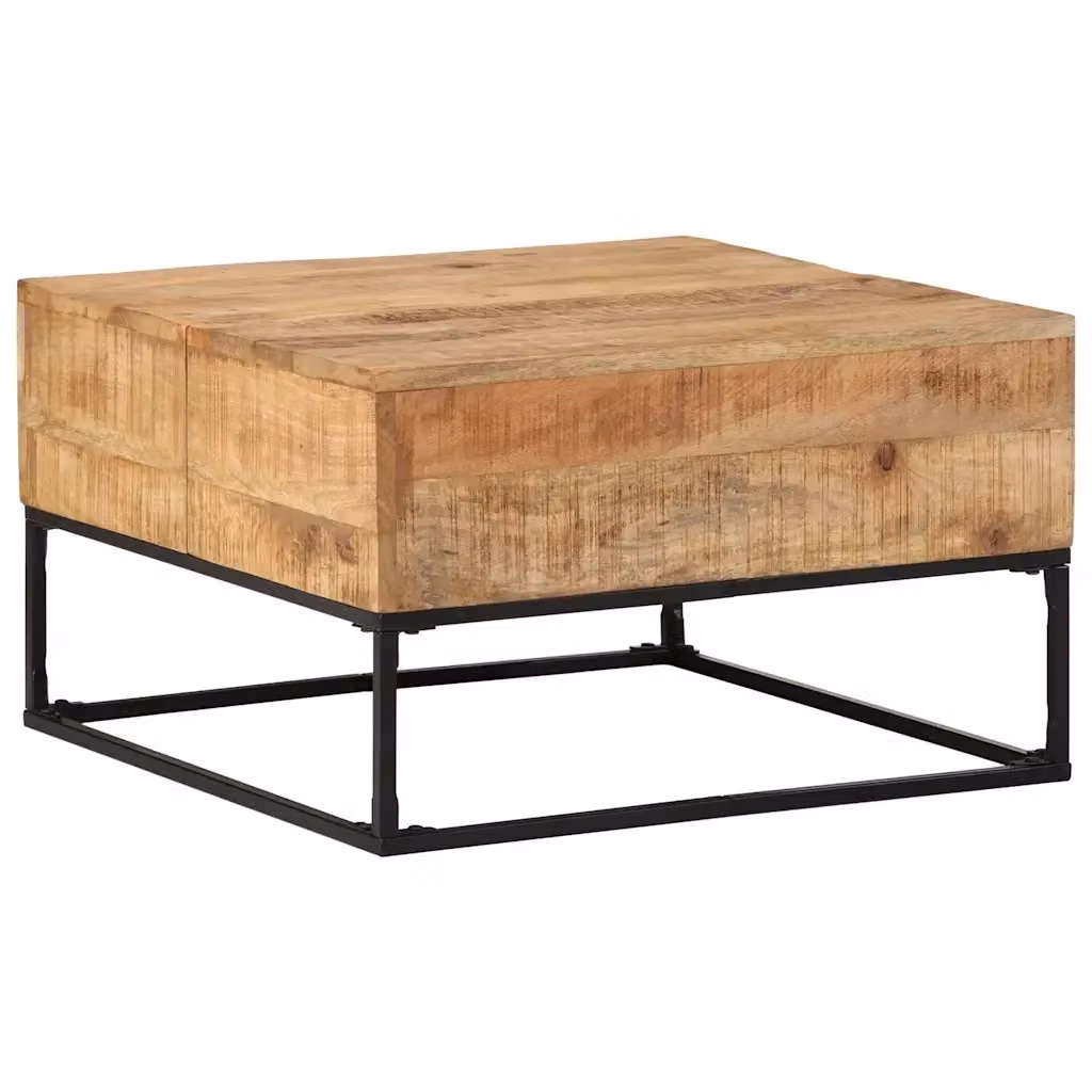 Tavolino da salotto quadrato vidaXL in legno di mango e metallo, colore marrone, L/P/H: 68 x 68 x 41 cm – 2