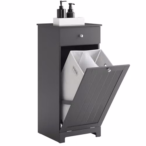 SoBuy Mobiletto Bagno Salvaspazio con Cassetto e Cesto Portabiancheria