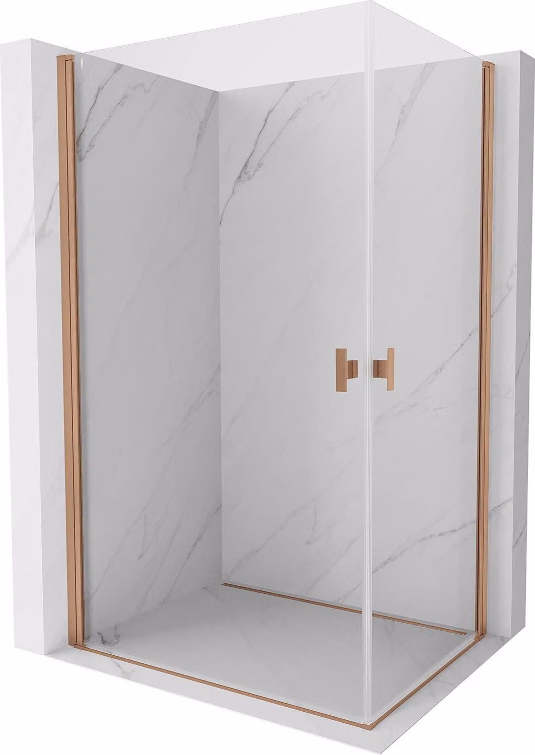 Mexen Mist-B Duo cabina doccia battente 85 x 80 cm, trasparente, rame spazzolato - 8A2-085-080-65-00