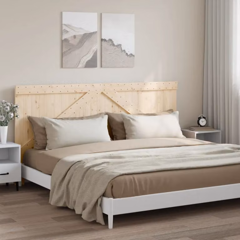 Testiera per letto vidaXL in legno massello di pino rustico, colore beige/marrone, L: 200 cm, H: 104 cm