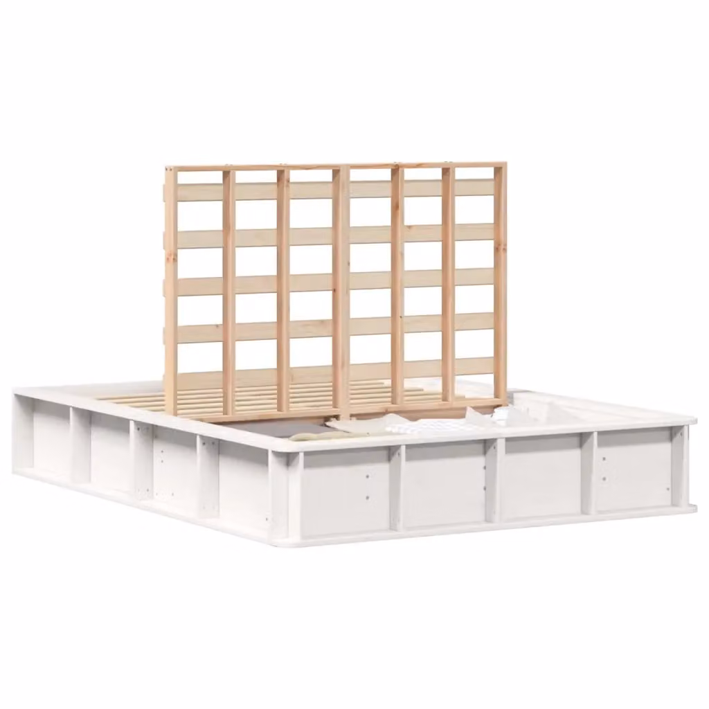 Struttura del letto moderna vidaXL in pino massello bianco L: 190 cm, P: 153 cm, H: 30 cm – 2