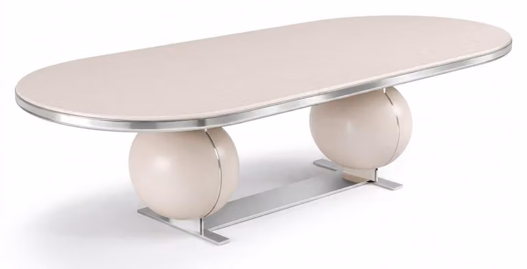 Tavolo da conferenza grande, confortevole, spazioso, di colore bianco, in stile moderno, ideale per riunioni