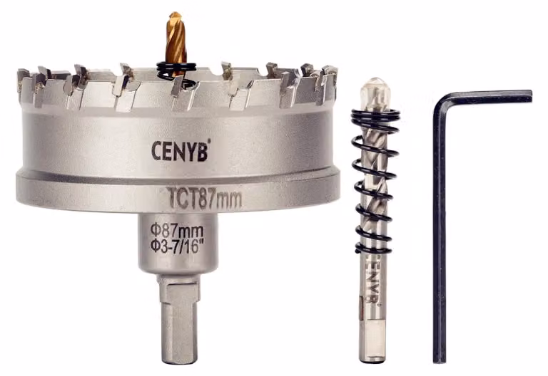 Seghetto a tazza TCT da 87 mm con 2 punte guida in titanio per materiali duri