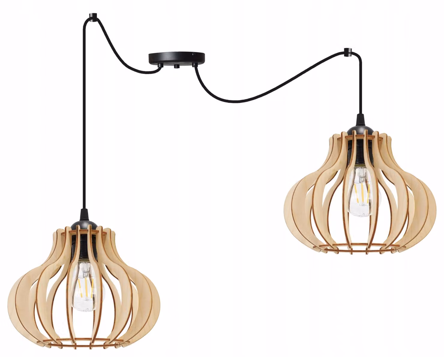 Lampada a sospensione, lampadario da soffitto, legno, paralume LED