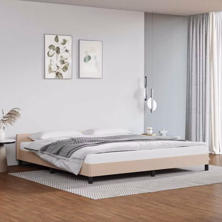 vidaXL Giroletto con Testiera Imbottito Cappuccino L/P/H: 200 x 200 x 207 cm