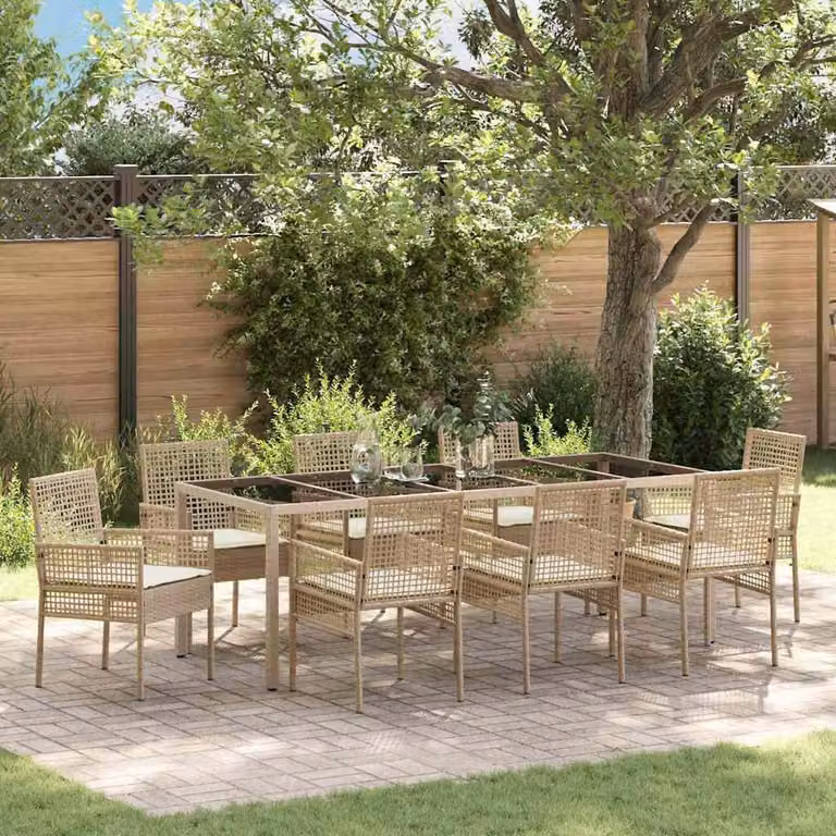 Maison Exclusive - Set da Pranzo per Giardino 9 pcs Beige polyrattan