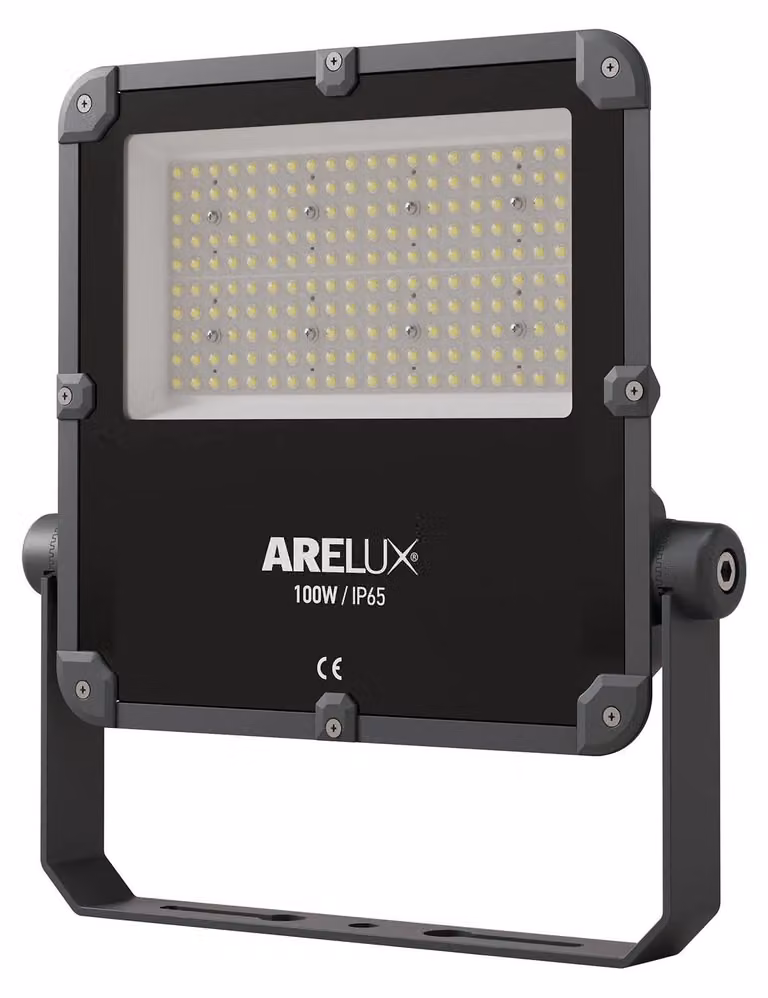 ARELUX XFIELD, proiettore da 100W, 120-277V AC, indice di resa cromatica (CRI) 80, angolo di illuminazione 90°, grado di protezione IP65, temperatura di colore 4000K
