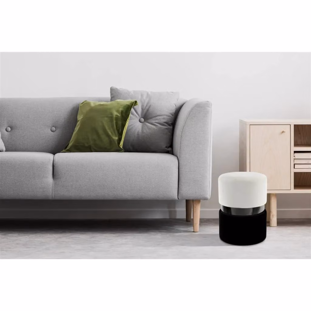Pouf contenitore Gipsy 800 in velluto KENDRA HOME colore crema e nero – 2