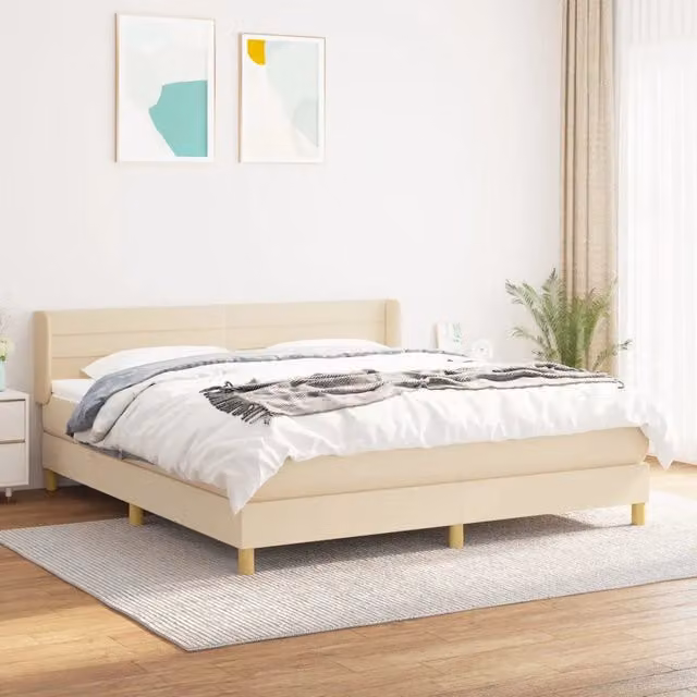 Giroletto a Molle con Materasso Crema 180x200 cm in Tessuto 3130374