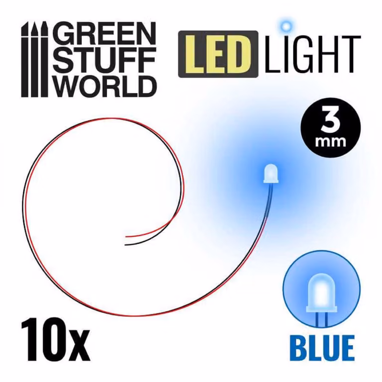 Green Stuff World - LED blu, 3 mm (confezione da 10 pezzi)