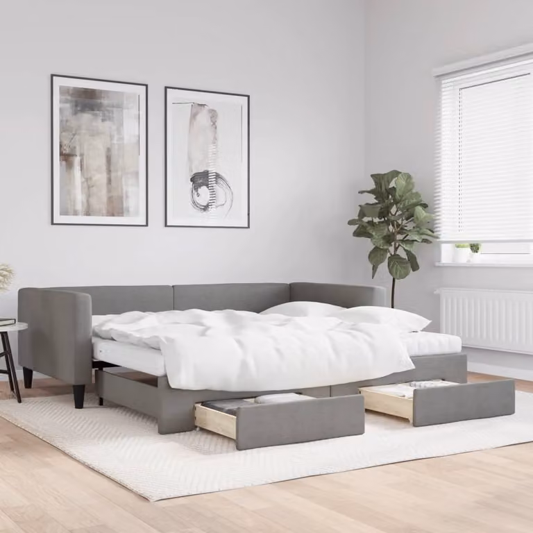 Maison Exclusive - Divano letto estraibile con cassetti, grigio scuro, 100x200 cm, tessuto