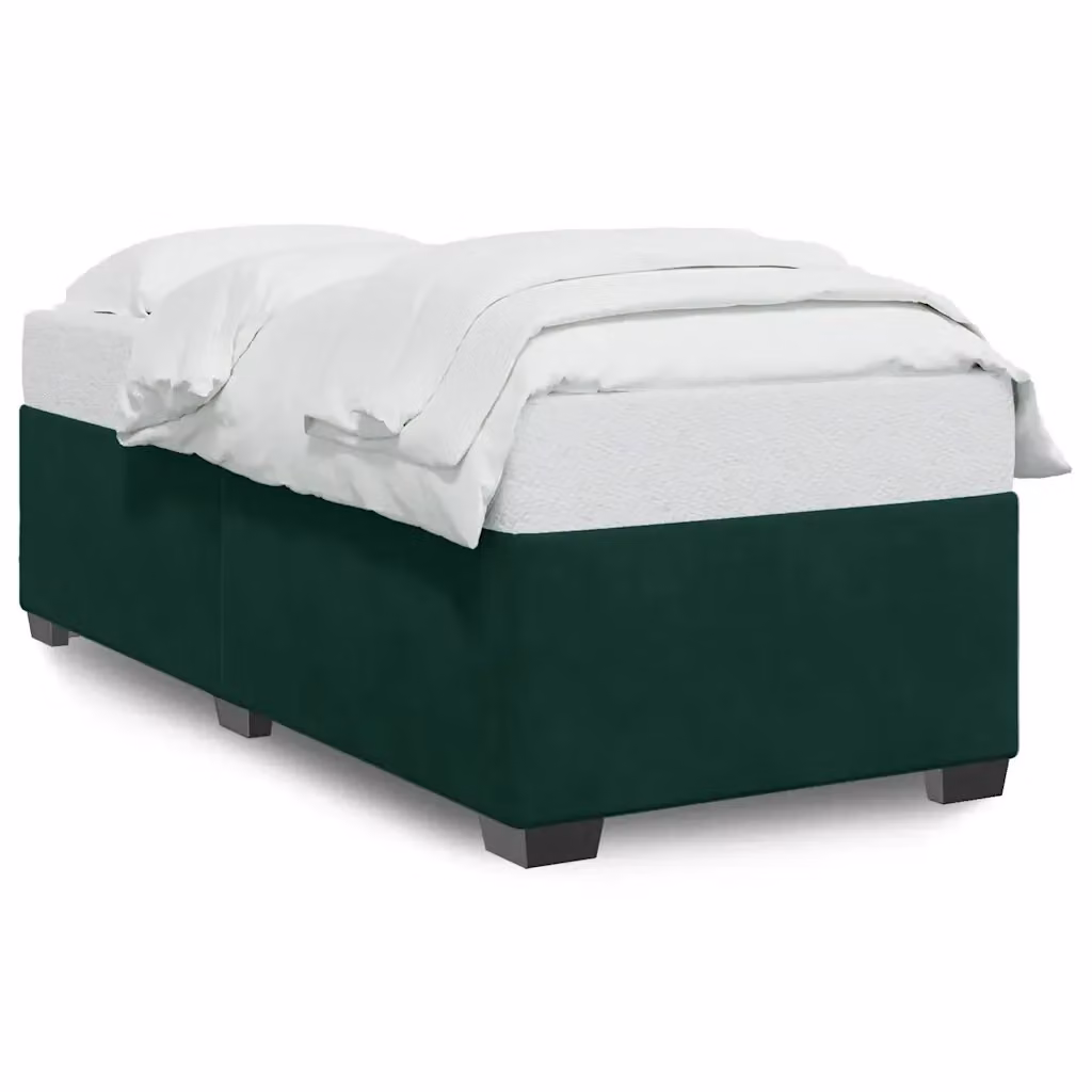 Giroletto vidaXL in velluto verde scuro con doghe in legno, L 90 cm x P 190 cm – 2
