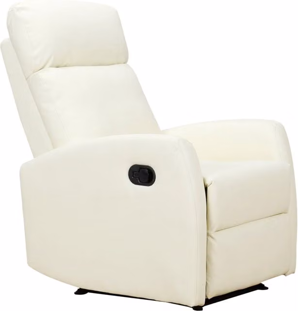 EasyComfort Poltrona Relax Reclinabile 165° con Poggiapiedi Regolabile Ergonomica in pelle PU, 65 × 92 × 100cm Crema