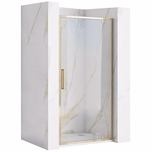 Rea - Rapid Swing Gold 100 Porta Doccia Semiaperta Vetro Temperato Trasparente Di Sicurezza 6 mm (Oro) 2,5x100x195cm