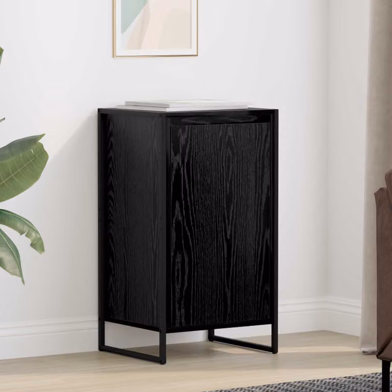 Credenza stile industrial vidaXL in legno MDF e metallo, colore nero, L 43 cm x P 36 cm x H 75,5 cm
