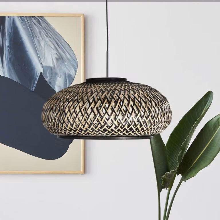 Steinhauer Lampada a sospensione Sparkled Light, dimmerabile, Nero, Soggiorno / Sala da pranzo, bambù, Lampada a sospensione
