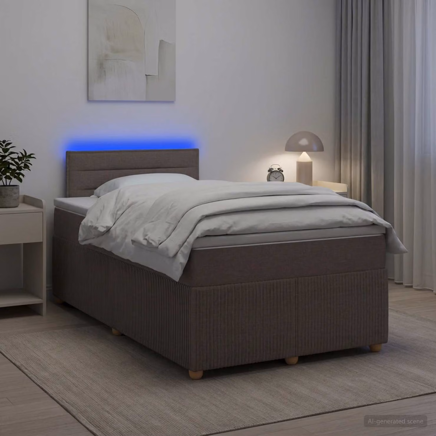 vidaXL Letto box spring con materasso Tortora 120 x 200 cm Tessuto