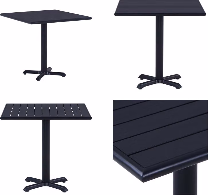vidaXL Tavolo da giardino nero 80x80x75 cm - Tavolo da giardino - Tavoli da giardino - Tavolo da esterno - Tavoli da esterno