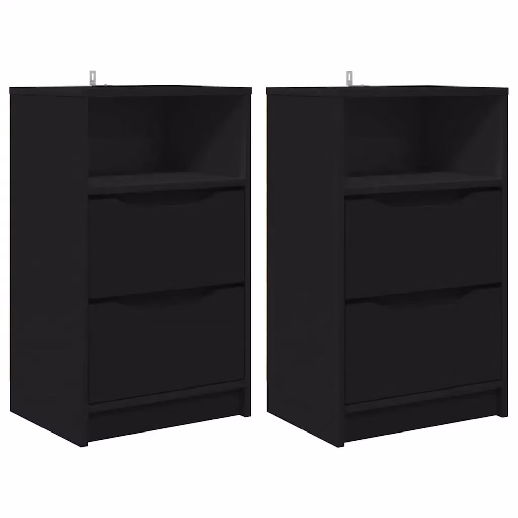 Set di 2 comodini vidaXL in legno multistrato nero per camera da letto e soggiorno L/P/H: 40 x 30 x 46,7 cm – 2