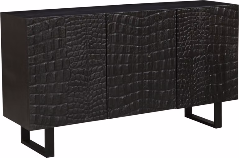 Credenza Adriaen 142 cm - nera, frontale strutturato, design moderno