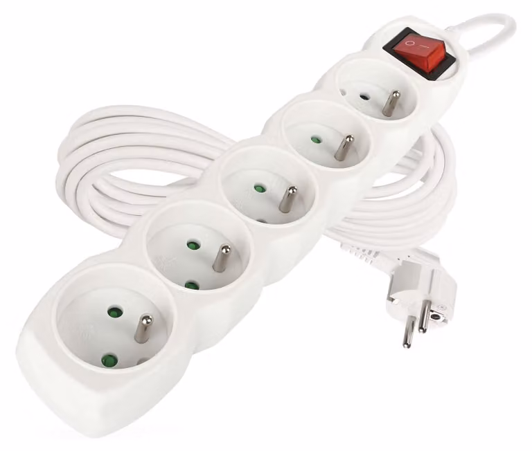 EMOS Cavo di prolunga 7 m / 5 prese / con interruttore / bianco / PVC / 1,5 mm2, P1517R