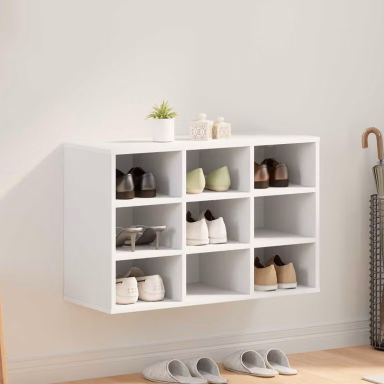 Scarpiera moderna vidaXL in legno ingegnerizzato bianco con ripiani piatti L: 77,5 cm, P: 30 cm, H: 51 cm