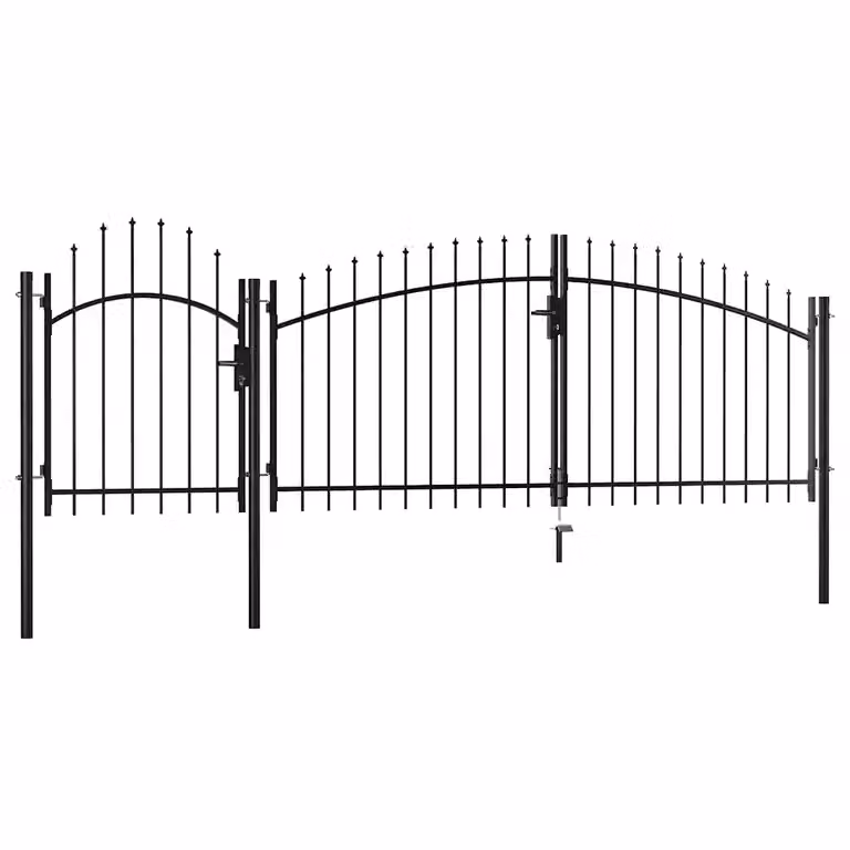 Cancello da giardino a doppia anta vidaXL in acciaio nero L: 400 cm, H: 200 cm