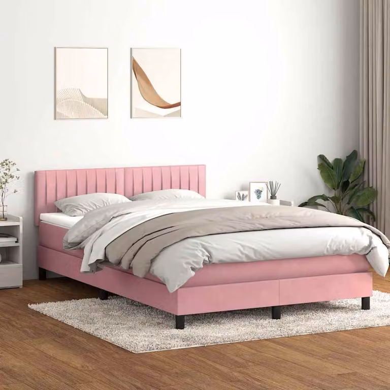 Maison Exclusive - Letto a Molle con Materasso e LED Rosa 160x210 cm in Velluto