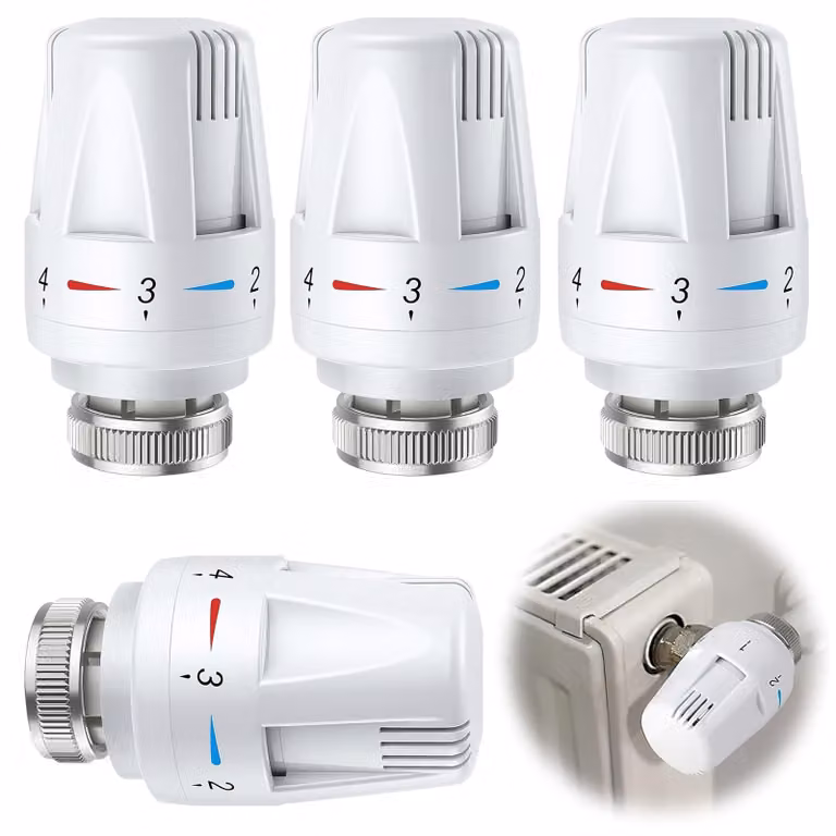 Set di 4 testine termostatiche - Adatte per radiatori con attacco M30 x 1.5