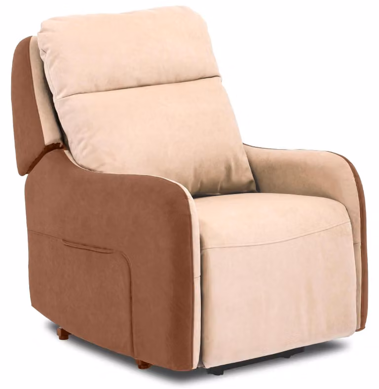 Poltrona massaggiante elettrica - HS107 Poltrona alzapersone/reclinabile - Ausilio per alzarsi, schienale regolabile, rivestimento in tessuto, 71×99×98 cm, max 150 kg, 2 tasche laterali - Beige