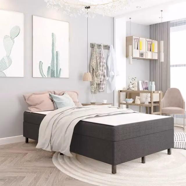 Letto a molle moderno vidaXL in tessuto grigio L: 120 cm, P: 200 cm