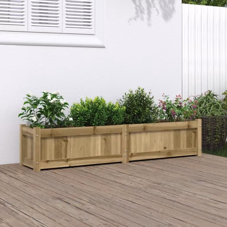 Fioriera da giardino vidaXL in legno di pino impregnato marrone L: 150 cm, P: 31 cm, H: 31 cm
