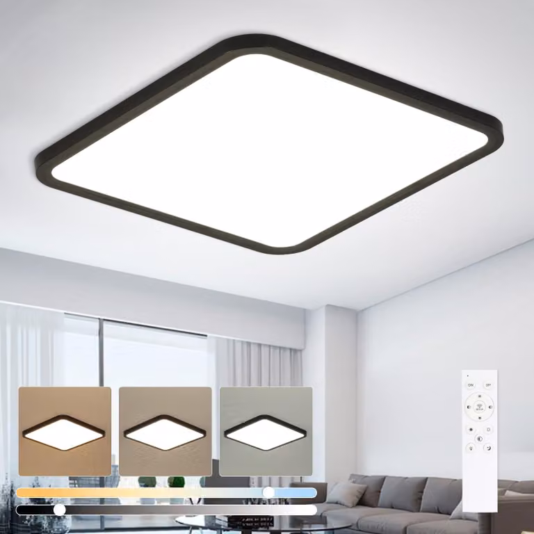 Pannello luminoso a LED, dimmerabile, diametro 40 cm, colore nero, temperatura di colore regolabile da 3000 a 6500 K