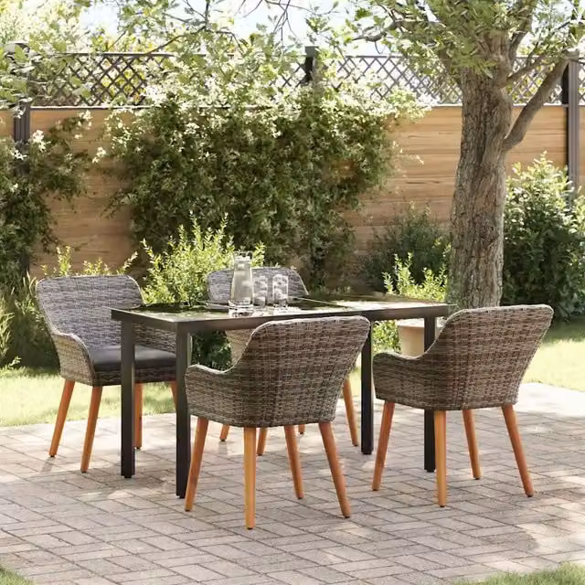 Set da Pranzo per Giardino 5 pz Grigio polyrattan 3261686