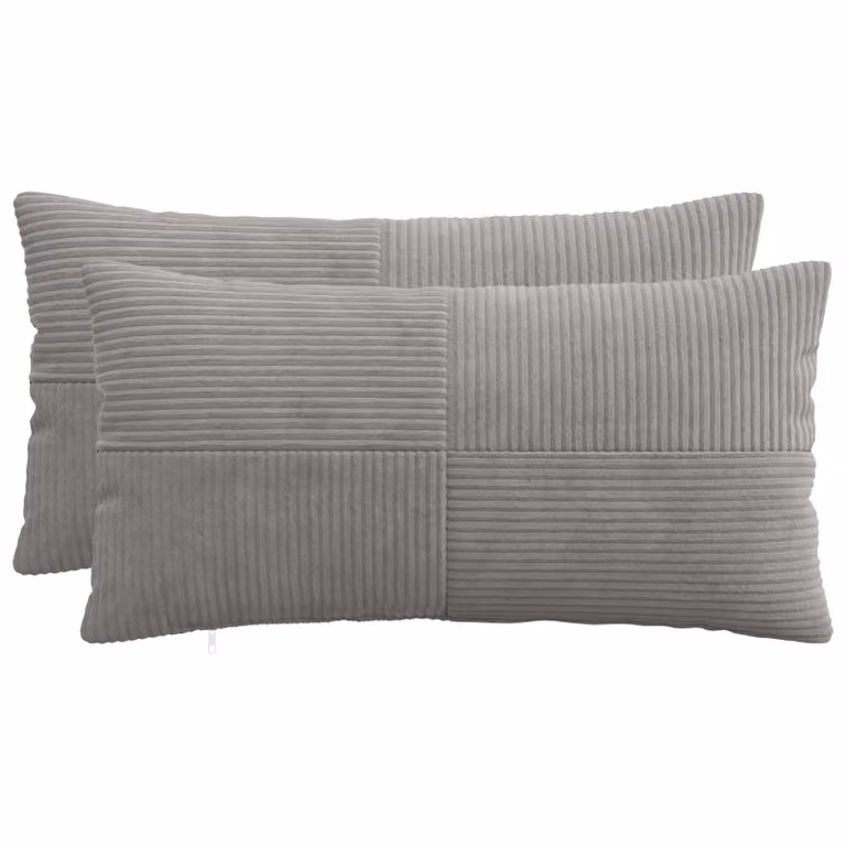 Set di 2 federe vidaXL ALMELO in velluto a coste grigio chiaro, L 40 cm x P 80 cm