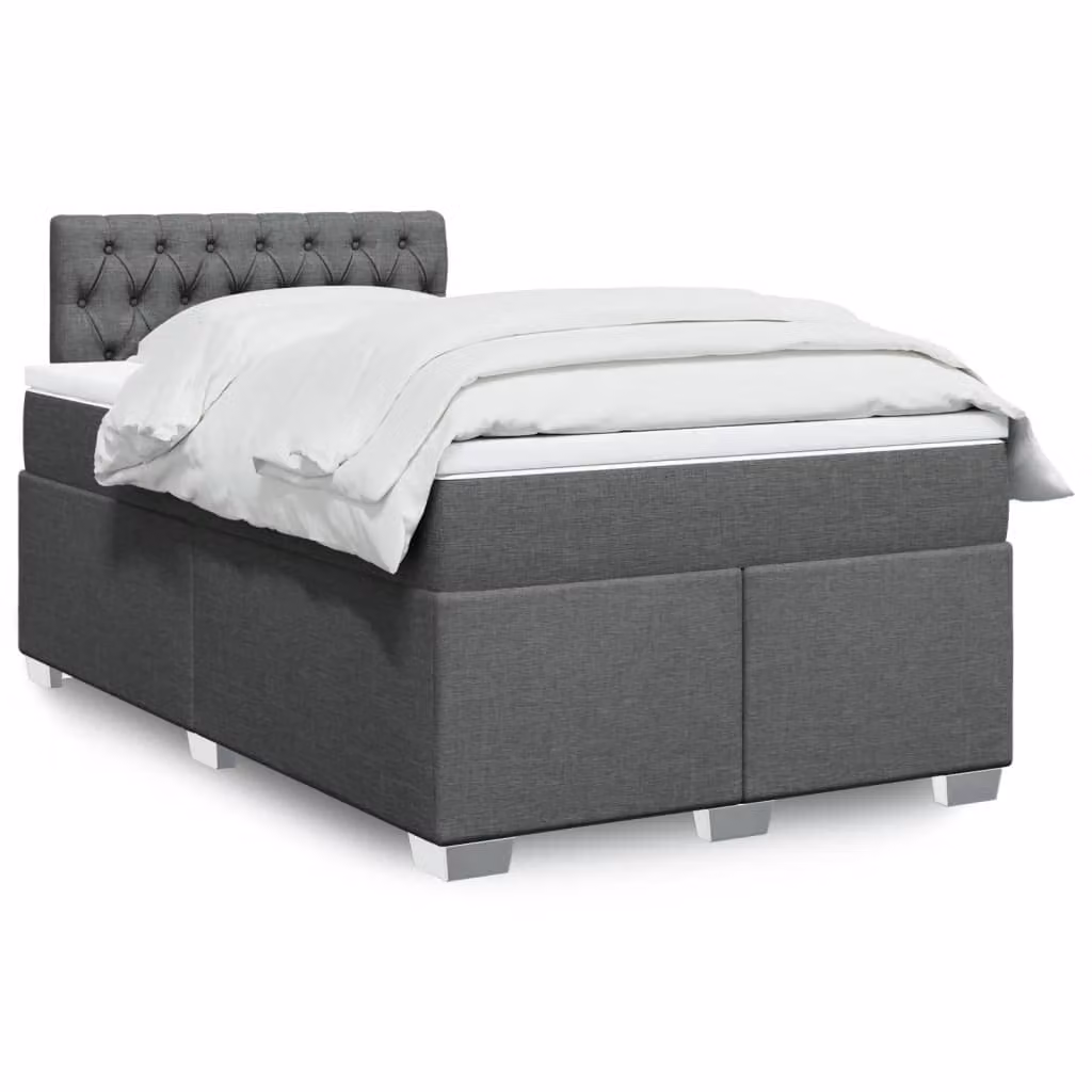 vidaXL Giroletto a Molle con Materasso Ibrido in Tessuto Grigio e Bianco L/P/H: 200 x 120 x 40 cm