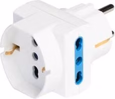 Adattatore pluristandard Poly Pool con spina 16A 2P+T, 2 prese bivalenti 10/16A e 1 presa 10A, bianco