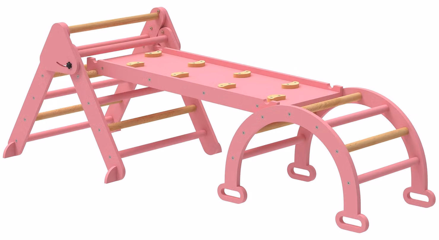 Struttura multifunzione 7-in-1 per arrampicata, con scivolo e arco | Colore: Rosa | Dimensioni: 188x70x59 cm