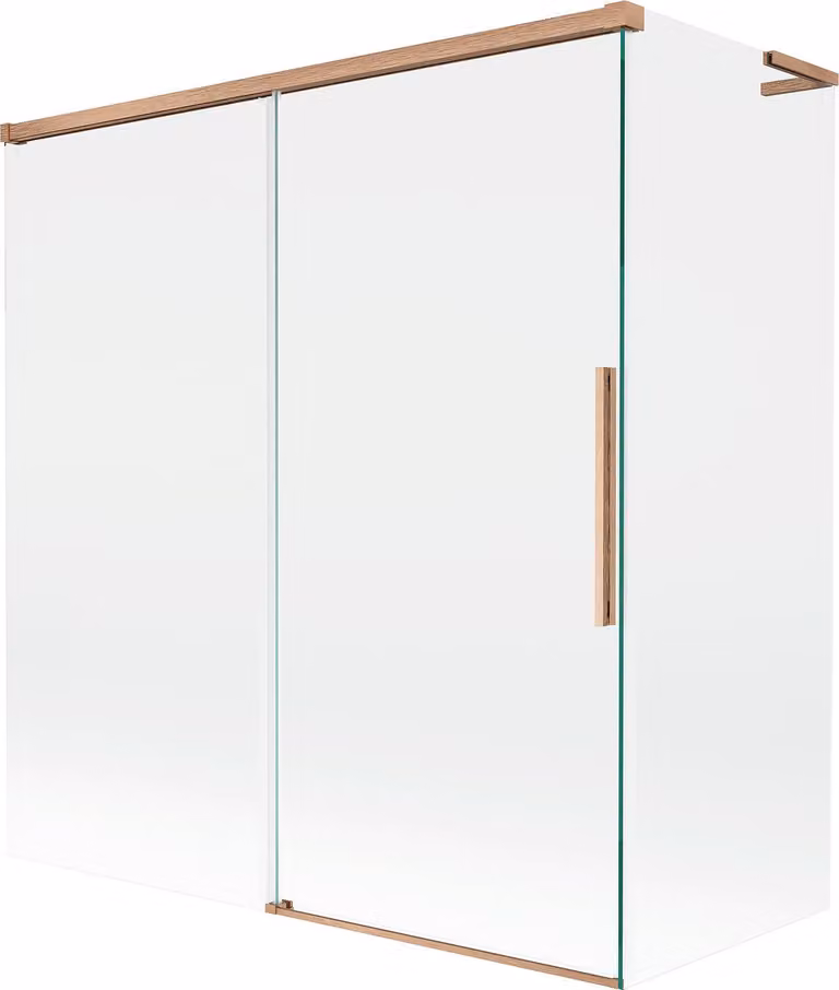 Mexen Rox L parete per vasca da bagno 2 ante scorrevoli 150 + 70 x 150 cm, trasparente, rame spazzolato - 8C9L-150-070-65-00