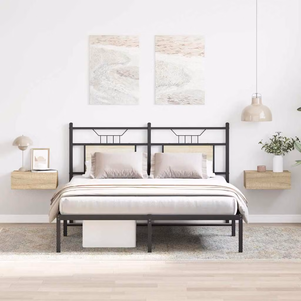 Set di 2 comodini pensili vidaXL in legno multistrato Rovere Sonoma, L 40 cm x P 30 cm x H 15 cm
