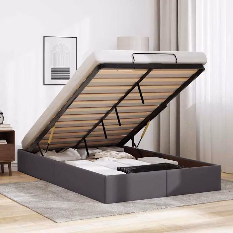 Struttura Letto con Contenitore a Sollevamento vidaXL in Similpelle Grigia L/P: 120 x 200 cm