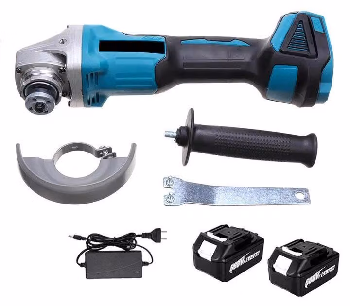 Smerigliatrice angolare a batteria - 125 mm, 20000 giri/min - Motore brushless - 4 velocità - Senza fili, 18V - Con 2 batterie, spina di tipo EU