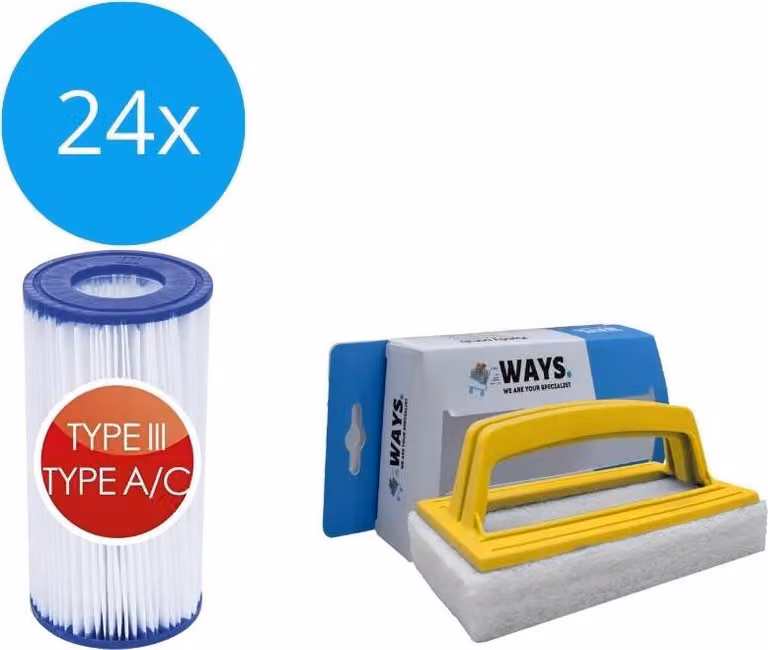 Bestway - Filtro di tipo III adatto alla pompa filtro 58389 - 24 pezzi & spazzola WAYS